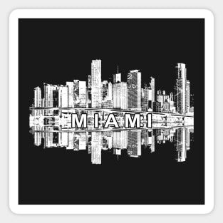 Miami skyline in black and white Magnet